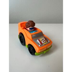 Fisher-Price Wheelies #2 Orange Green Roadster Race Car Vehicle Mattel